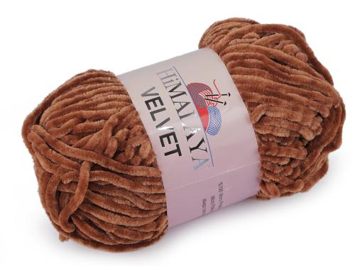 Prima-obchod Pletací žinylková příze Velvet 100 g, barva 7 (90037) hnědá