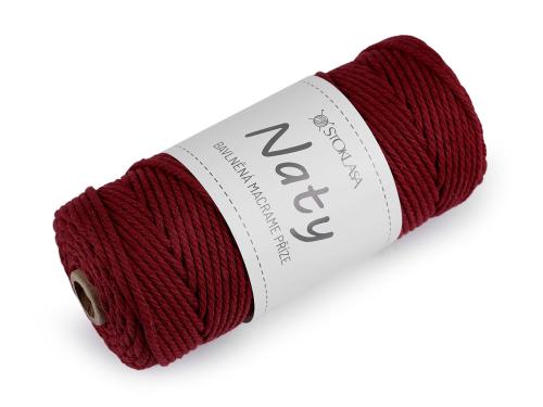 Prima-obchod Bavlněná pletací příze macrame Naty Ø3 mm rozčesávací, barva 11 bordó sv.