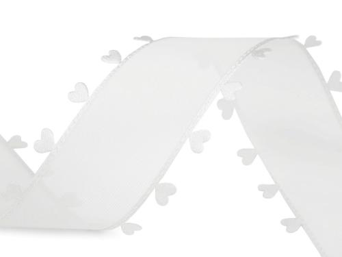 Prima-obchod Stuha se srdíčky šíře 40 mm, barva 1 (22) bílá