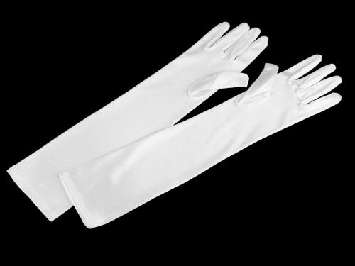 Prima-obchod Dlouhé společenské rukavice saténové, barva 3 (43 cm) bílá