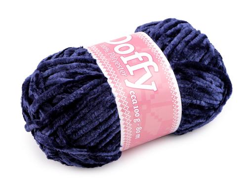 Prima-obchod Pletací žinylková příze Doffy 100 g, barva 10 (919) modrá tmavá