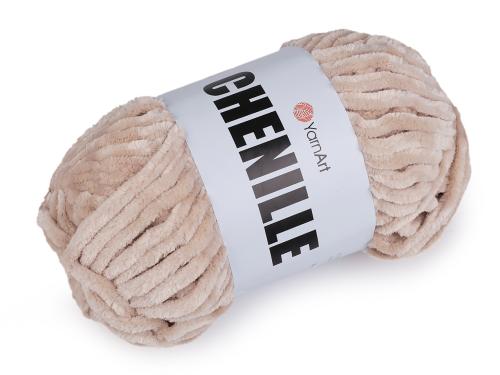 Prima-obchod Pletací žinylková příze Chenille 100 g, barva 13 (571) béžová světlá