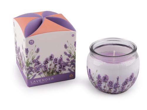 Prima-obchod Vonná svíčka ve skle 90 g, barva 17 (Lavender) levandulová 90 g