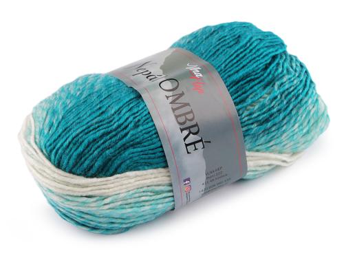 Prima-obchod Pletací příze Nepál ombré 100 g, barva 10 (7416) zelený tyrkys