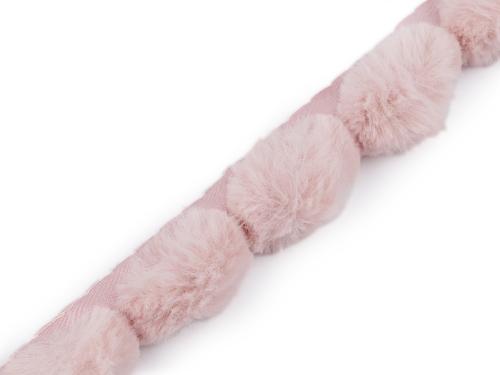 Prima-obchod Všívací lemovka / lampas z umělé kožešiny kulatý šíře 3 cm, barva 2 pudrová
