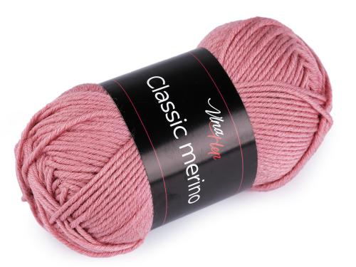 Prima-obchod Pletací příze Classic Merino 50 g, barva 2 (61071) starorůžová sv.