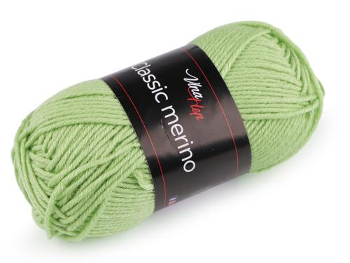 Prima-obchod Pletací příze Classic Merino 50 g, barva 15 (61304) zelená sv.