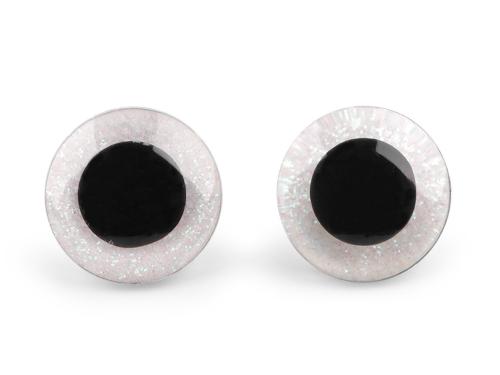 Prima-obchod Oči glitrové s pojistkou Ø25 mm, barva 10 bílá