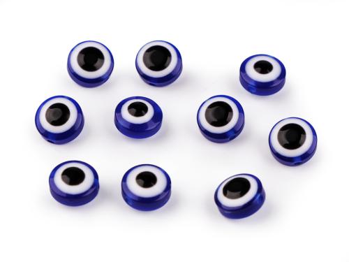 Prima-obchod Plastové korálky Alláhovo oko Ø12 mm, barva 1 modrá