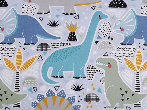 Prima-obchod Bavlněná látka / plátno dinosaurus, barva 1 (49) modrá světlá
