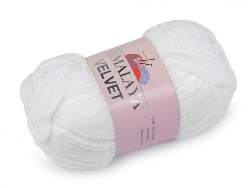 Prima-obchod Pletací žinylková příze Velvet 100 g, barva 9 (90001) bílá