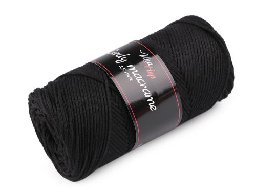 Prima-obchod Pletací příze Cordy Macrame 250 g, barva 8 (8001) černá