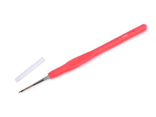Prima-obchod Háček na háčkování se silikonovou rukojetí, zlatá špička vel. 0,5; 0,6; 0,8; 1; 1,25, barva 4 (1 mm) růžová korálová