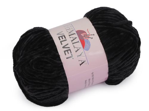 Prima-obchod Pletací žinylková příze Velvet 100 g, barva 8 (90011) černá