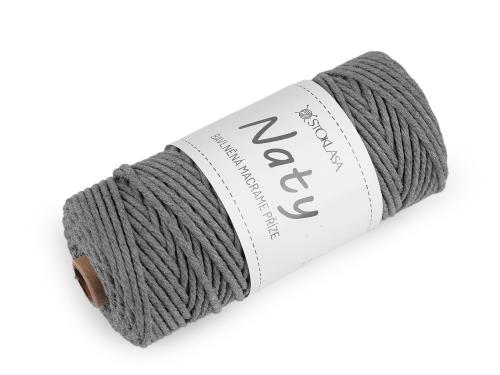 Prima-obchod Bavlněná pletací příze macrame Naty Ø3 mm rozčesávací, barva 20 šedá