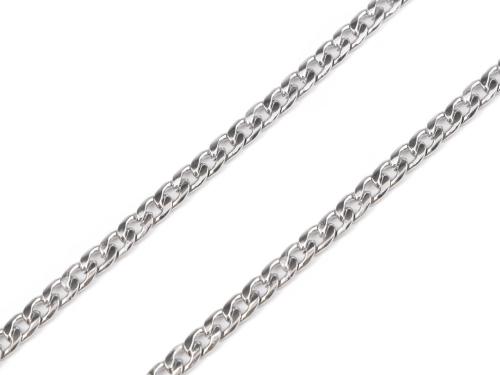 Prima-obchod Řetízek plochý z nerezové oceli 4,6 mm, délka 1 m, barva platina 105286