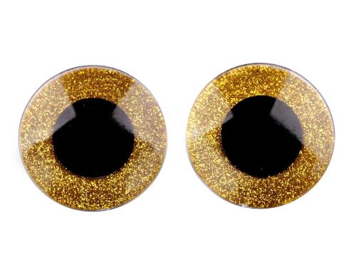 Prima-obchod Oči velké s glitry s pojistkou Ø40 mm, barva 2 zlatá