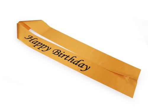 Prima-obchod Narozeninová saténová šerpa Happy Birthday šíře 9,5 cm, barva 3 zlatá černá