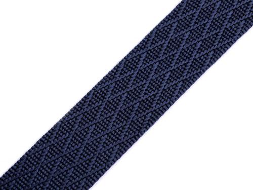 Prima-obchod Oboustranný popruh lesklý šíře 38 mm, barva 4 modrá tmavá