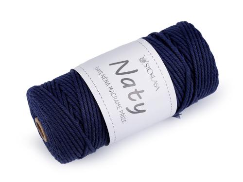 Prima-obchod Bavlněná pletací příze macrame Naty Ø3 mm rozčesávací, barva 16 modrá tmavá