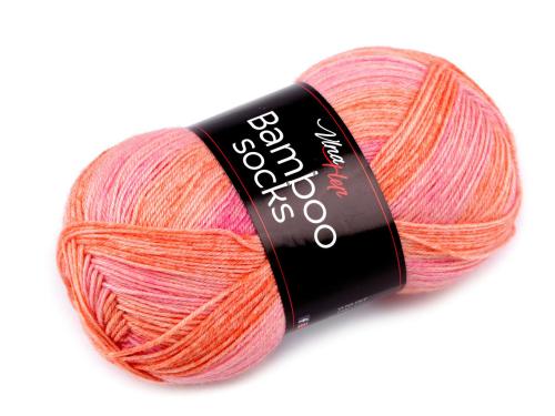 Prima-obchod Pletací příze Bamboo Socks / ponožkovka 100 g, barva 5 (7901) korálová světlá