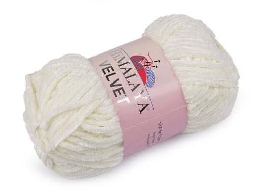 Prima-obchod Pletací žinylková příze Velvet 100 g, barva 1 (90008) krémová světlá