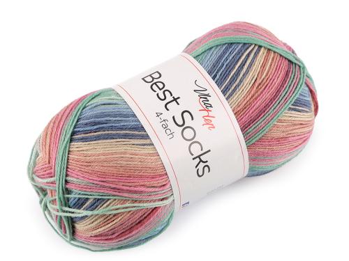 Prima-obchod Pletací příze Best Socks samovzorovací / ponožkovka 100 g, barva 21 (7403) fialová sv.