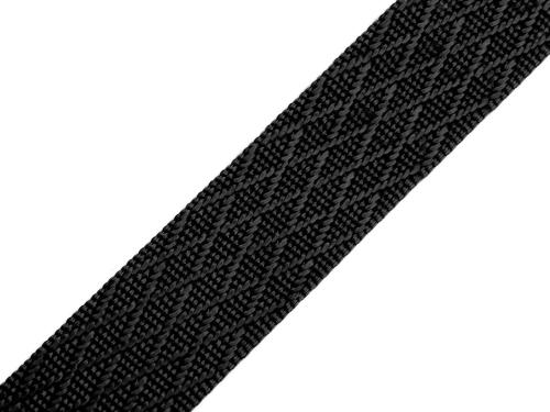 Prima-obchod Oboustranný popruh lesklý šíře 38 mm, barva 5 černá