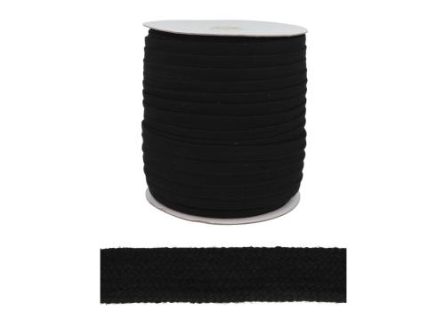Prima-obchod Bavlněná šňůra plochá / dutinka šíře 15 mm, barva Černá (332)