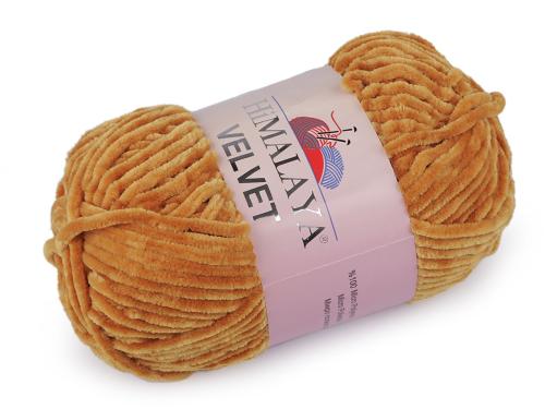 Prima-obchod Pletací žinylková příze Velvet 100 g, barva 6 (90030) hořčicová