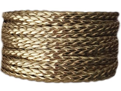 Prima-obchod Koženková šnůra spletená šíře 6mm, barva Zlatá