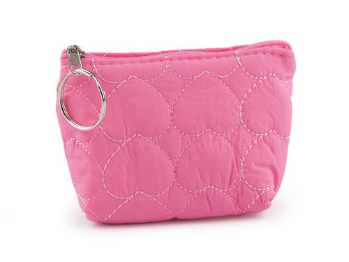 Prima-obchod Malá peněženka / klíčenka srdce, prošívaná 11x8 cm, barva 3 pink