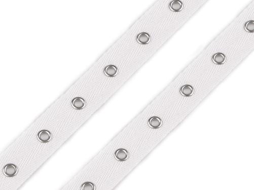 Prima-obchod Prýmek / průchodky na bavlněné stuze šíře 20 mm, barva 4 bílá stříbrná