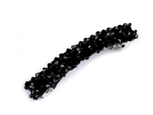 Francouzská spona do vlasů s broušenými korálky, barva 6 černá