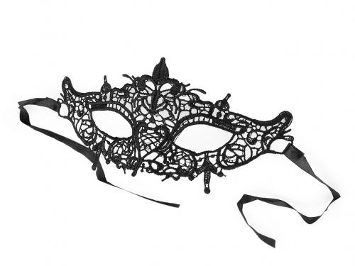 Karnevalová maska - škraboška krajková, barva černá
