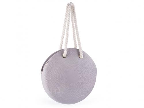 Dámská kulatá kabelka silikonová Ø40 cm se zipem, barva 5 šedá světlá