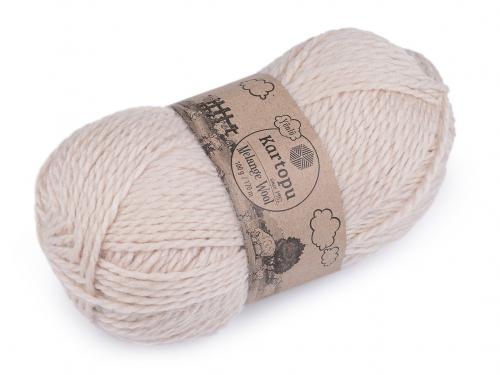 Pletací příze Melange Wool 100 g, barva 3 (855) béžová světlá