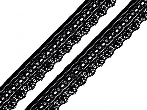 Elastická krajka šíře 25 mm, barva 2 černá