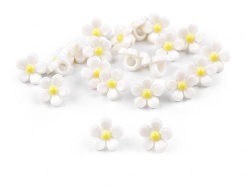 Plastové knoflíky / korálky květ Ø11 mm, barva 1 bílá