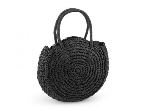 Háčkovaná kabelka z rafie - lýka se zipem 33x37 cm, barva 3 černá