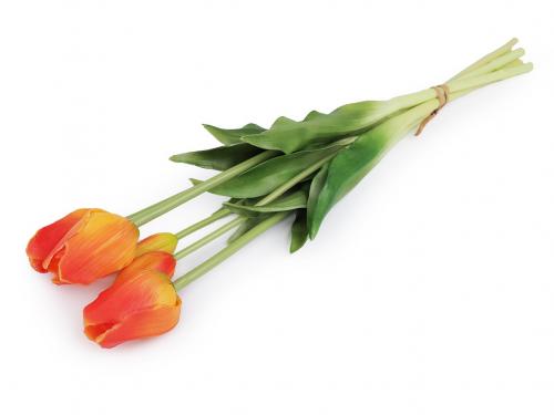 Umělá kytice tulipán, barva 4 oranžová červená