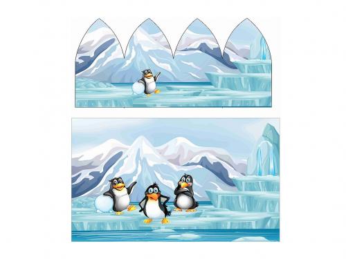 Panel na dětskou čepici a nákrčník, barva 8 modrá ledová tučňák