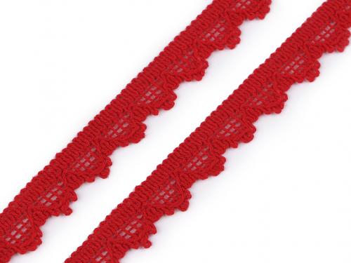Bavlněná krajka paličkovaná šíře 15 mm, barva 4 červená