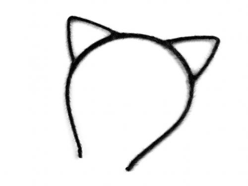 Chlupatá čelenka do vlasů kočka, barva 6 černá