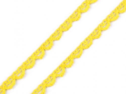 Bavlněná krajka paličkovaná šíře 7 mm, barva 3 žlutá