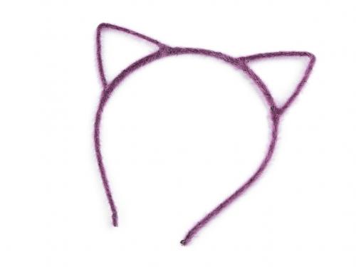 Chlupatá čelenka do vlasů kočka, barva 4 fialová