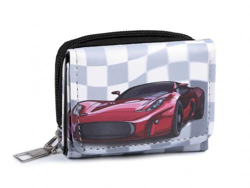 Mini peněženka 6,5x8,5 cm, barva 24 šedá světlá auto