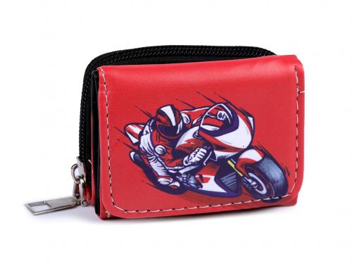 Mini peněženka 6,5x8,5 cm, barva 25 červená motorka