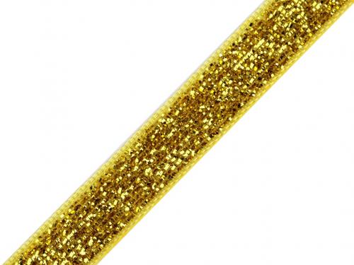 Sametová lurexová stuha šíře 10 mm, barva 3 zlatá