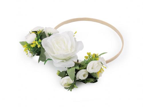 Svatební dekorace kruh s květy Ø19,5 cm, barva 4 krémová nejsvět.